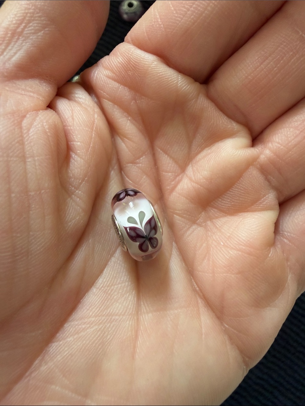 Pandora Bundle Purple Floral/Butterfly Glass Charm Beads